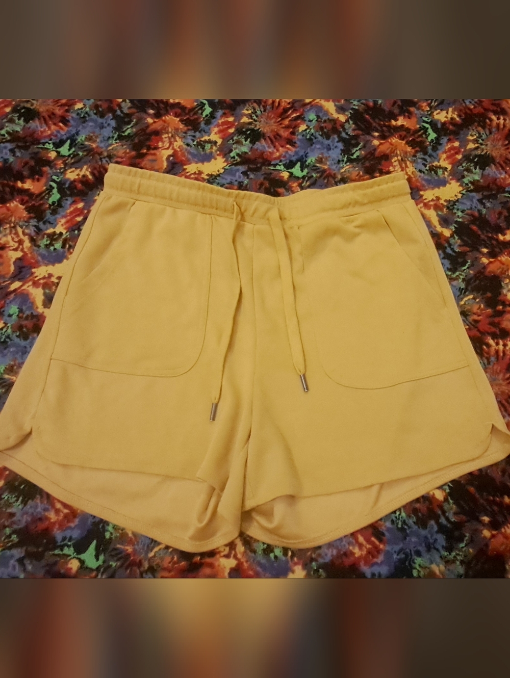 Mustard Yellow Drawstring Lounge Shorts